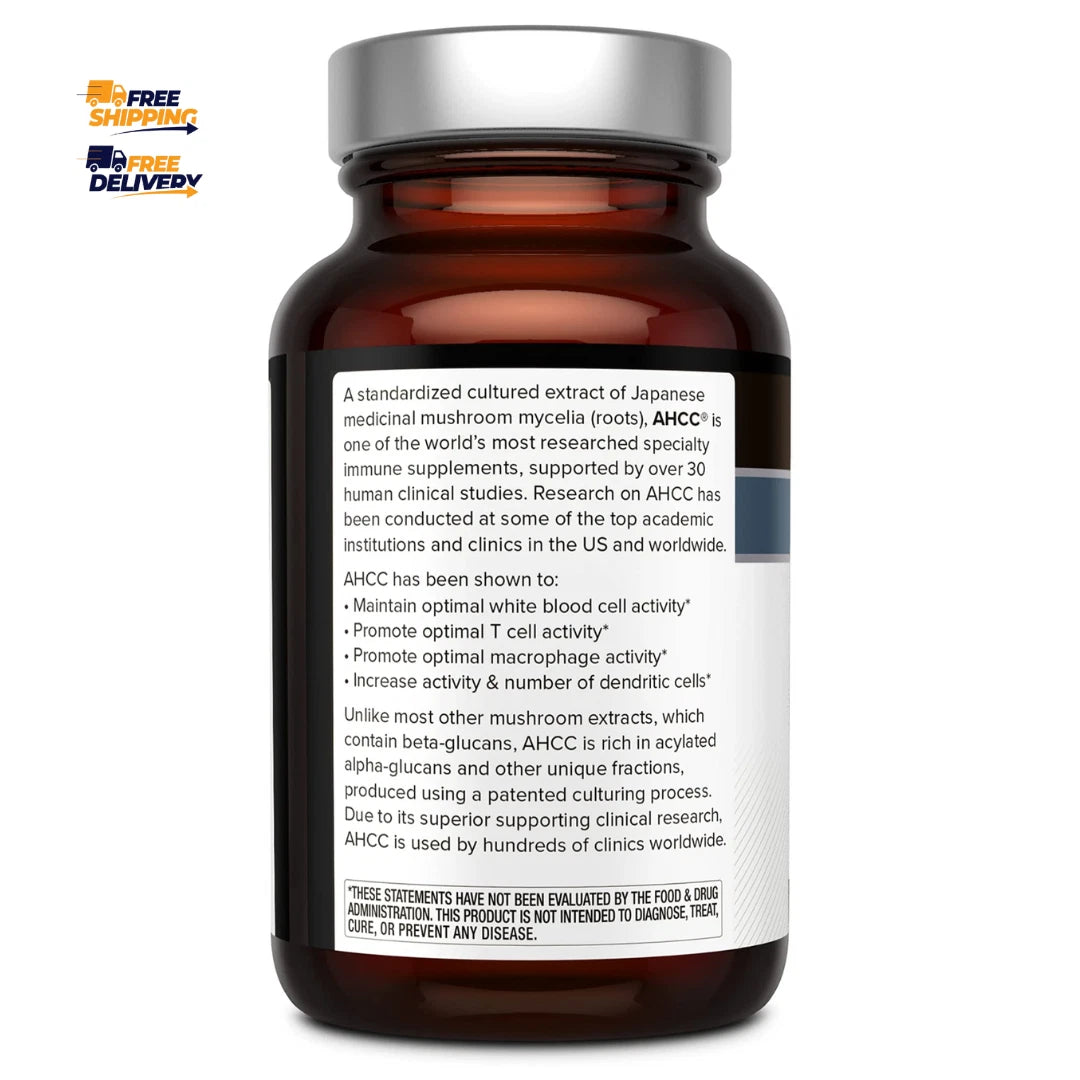 Kinoko Platinum AHCC 750mg - Immune Support Supplement- 60 Caps -Quality of Life