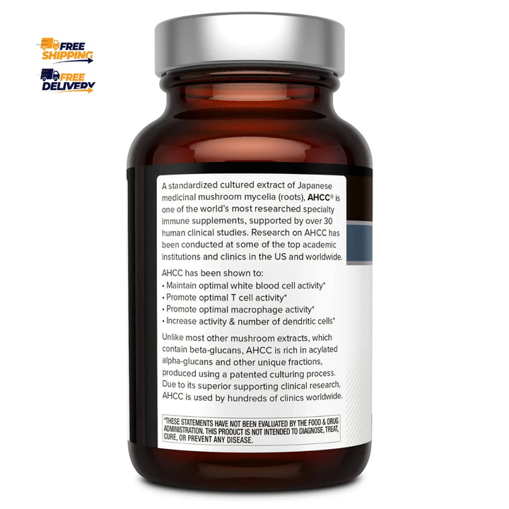 Kinoko Platinum AHCC 750mg - Immune Support Supplement- 60 Caps -Quality of Life